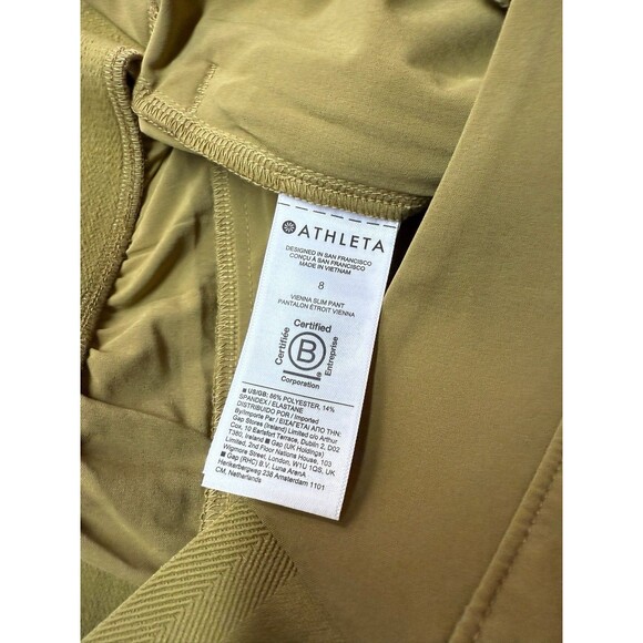 Athleta Brooklyn Heights Ankle Pants 8 Slim Travel Casual Mustard Mid Rise - Picture 8 of 11